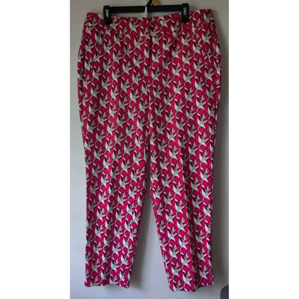LANE BRYANT MODERATELY THE CURVY LENA ANKLE PANTS‎ sz 14 PINK GEOMETRIC PRINT